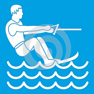 Water skiing man icon white