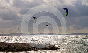 Water skiing on the sea horizon, Split, Croatia