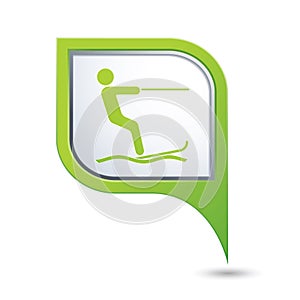 Water skiing sign symbol on map pointer