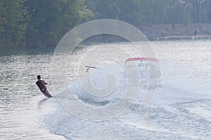 water skiing on sunset