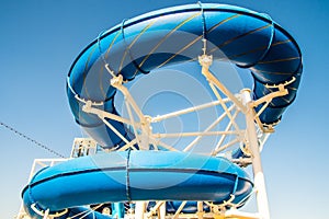 Water Slide outdoors, enclosed spiral slopng downwards