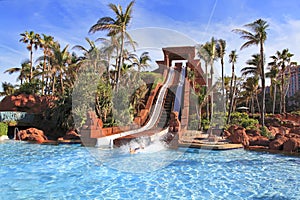 The water slide structure in Paradise Island, The Bahamas