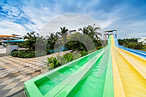 water slides in aqua park