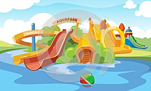 Water slides in an aquapark