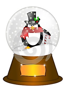 Water Snow Globe penguin Candy Cane Illustration