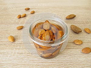 With water soaked and activated almonds