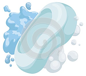 Water, Soap and Bubbles Combining to Clean the Dirt, Vector Illustration