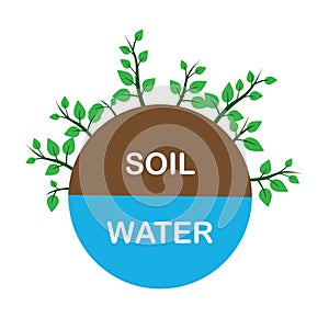 Water and soil concept logo on white background