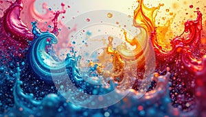 Water soluble acrylics disperse in frame, creating colorful patterns , studio, colorful photo