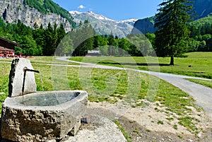 Water source at mountain trail