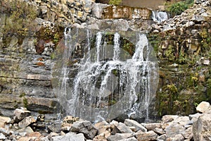 Water of the source of Nahr Ibrahim river in Mount Lebanon, Lebanon