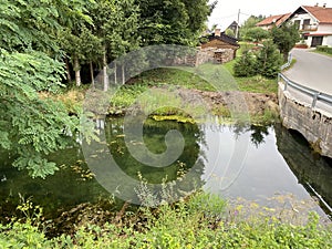 Water source of the Zagorska Pec in Desmerice or Zagorska Cave water spring - Ogulin, Croatia / Izvor vode Zagorska PeÄ‡