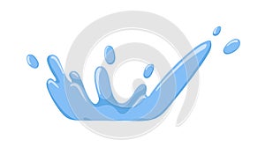 Water spatter, splash in motion. Fresh clean blue aqua spray, splatter, watery design element. Dynamic liquid with pure