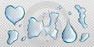 Water spills isolated on transparent background