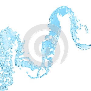 Water spiral jet, brown splash, liquid wave, splashing loops, curvy line, isolated on white background, 3d rendering