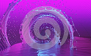 water spiral in purple neon light