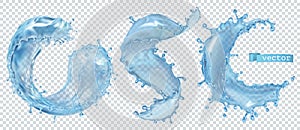 Water splash. 3d vector set