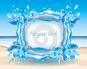 Water splash on beach background.