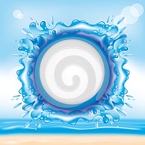 Water splash on beach background.