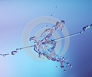 Water splash on a blue