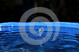 Water splash on blue background