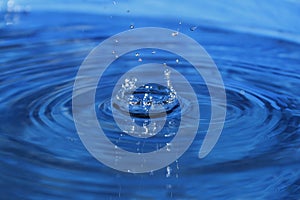 Water splash on blue background