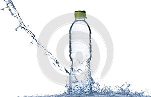 Water splash at bottle