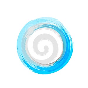 Water splash banner logo, watercolor blue ink circle ring frame vector illustration