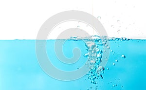 Water splash with bubbles of air blue water wave fefreshing abstract