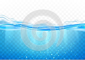 Water splash with bubbles of air, isolated on the transparent background. photo