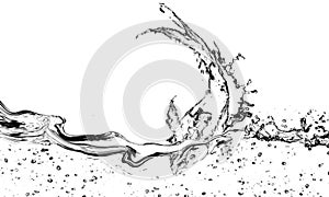 Water splash or bubbles with fish. water textured background. Isolated on white background.