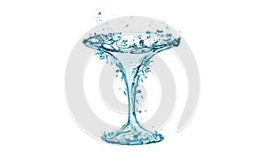 Water splash or bubbles with Martini Summer Party glass. water textured background. Isolated on white background.