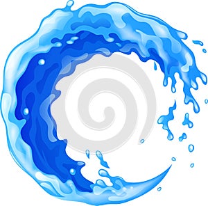 Water splash circle isolated on white background