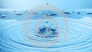 Water splash collection on blue background