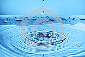 Water splash collection on blue background