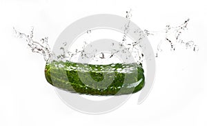 Water splash with cucumber