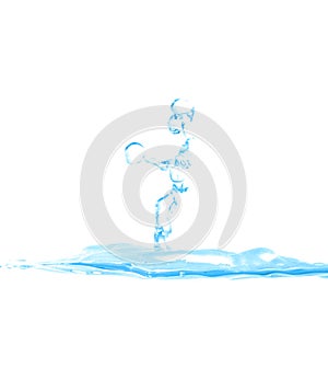 Water splash and drop on white background