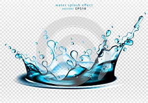 Water splash effect. High detailed realistic illustration