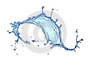 Water splash effect on white background with ripple and reflection. Realistic Illustration.