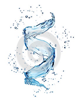 Water splash in the form of spiral blue color