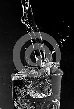 Water splash glass black