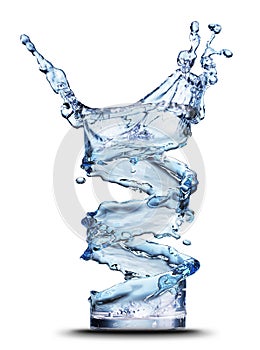 Water splash in glass isolated on white