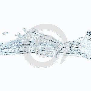 Water Splash isolate On light blue Background vertical close-up