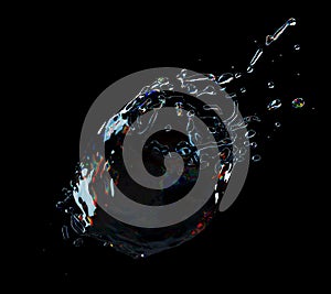 Water Splash isolated on Black Background