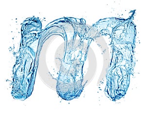 Water splash letter m italic type