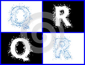 Water splash lettes.Upper case