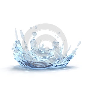 Water splash like crown shape on white. 3D illustration