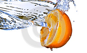 Water splash on orange