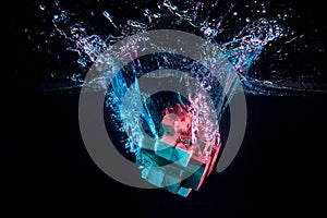 Water splash with puzzle effect