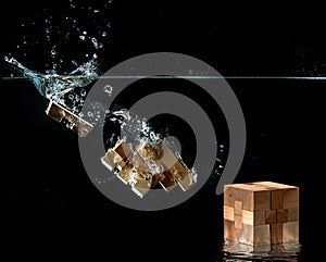 Water splash with puzzle effect